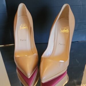 Christian Louboutin Pigalle Plato Kid Leather Nude 100mm Heel